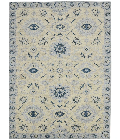 Amer Romania Newburg Light Blue Hand-Hooked Wool Area Rug 5'x8'