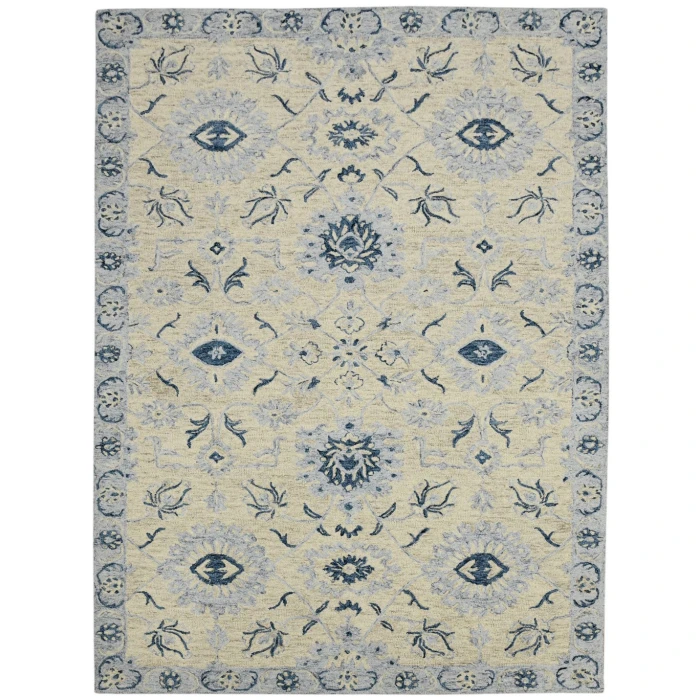 Amer Romania Newburg Light Blue Hand-Hooked Wool Area Rug 2'x3'