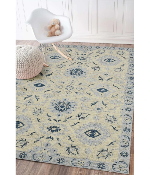 Amer Romania Newburg Light Blue Hand-Hooked Wool Area Rug 5'x8'