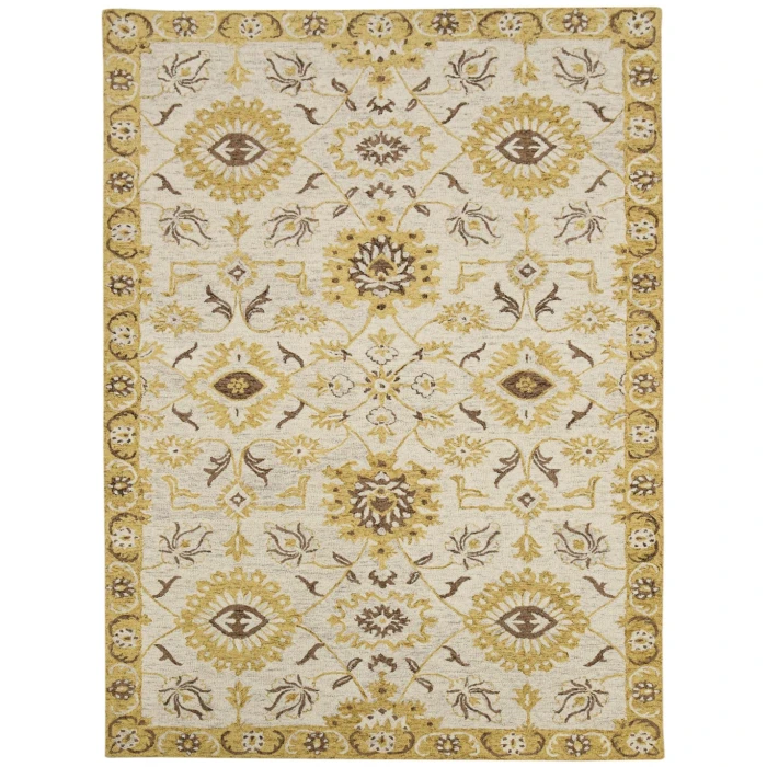 Amer Romania Newburg Gold Hand-Hooked Wool Area Rug 5'x8'