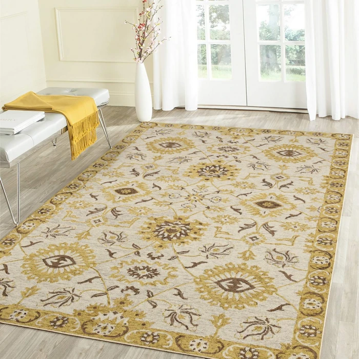 Amer Romania Newburg Gold Hand-Hooked Wool Area Rug 5'x8'