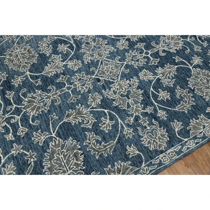 Amer Romania Hope Navy Hand-Hooked Wool Area Rug 2'x3'