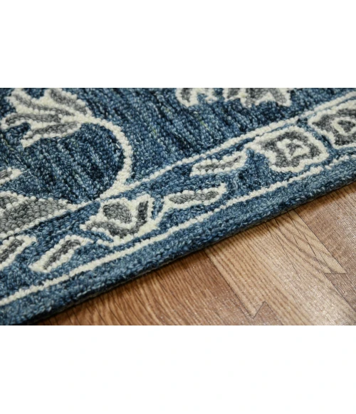 Amer Romania Hope Navy Hand-Hooked Wool Area Rug 8'x10'