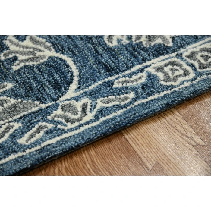 Amer Romania Hope Navy Hand-Hooked Wool Area Rug 2'x3'