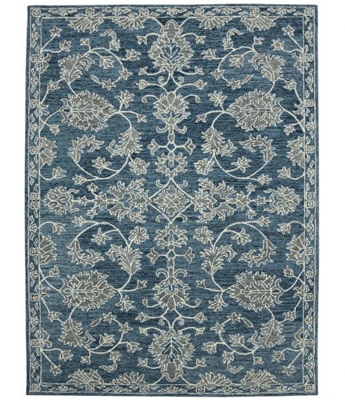 Amer Romania Hope Navy Hand-Hooked Wool Area Rug 8'x10'