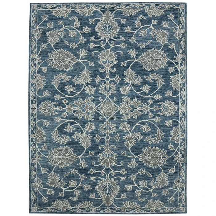Amer Romania Hope Navy Hand-Hooked Wool Area Rug 2'x3'