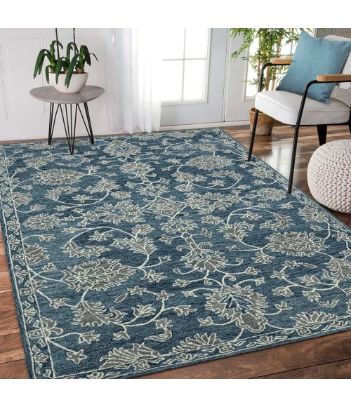 Amer Romania Hope Navy Hand-Hooked Wool Area Rug 8'x10'