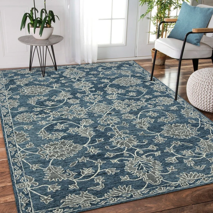 Amer Romania Hope Navy Hand-Hooked Wool Area Rug 2'x3'