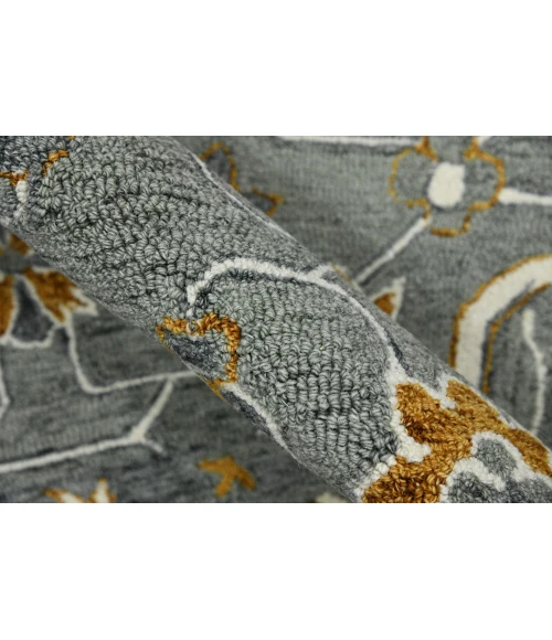 Amer Romania Pecos Gray/Orange Hand-Hooked Wool Area Rug 8'x10'