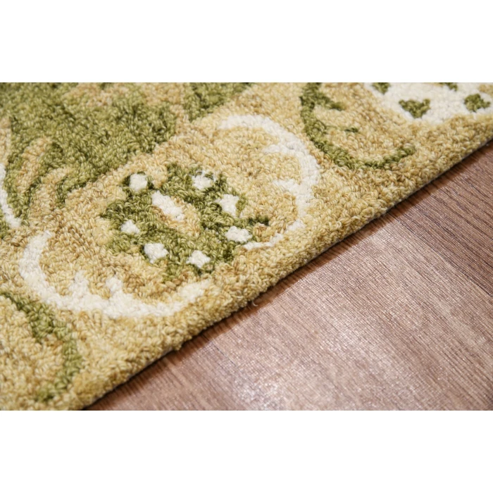 Amer Romania Newburg Olive Green Hand-Hooked Wool Area Rug 2'x3'