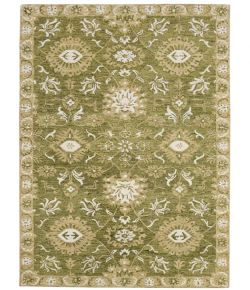 Amer Romania Newburg Olive Green Hand-Hooked Wool Area Rug 9'x13'