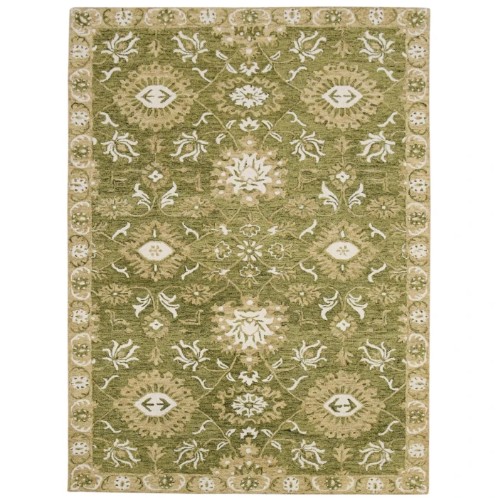 Amer Romania Newburg Olive Green Hand-Hooked Wool Area Rug 2'x3'