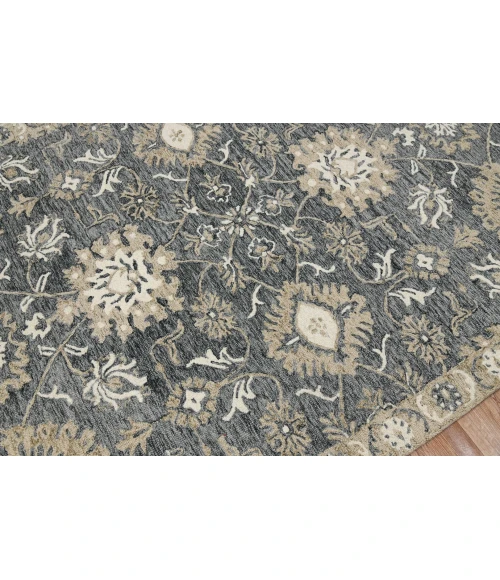 Amer Romania Newburg Gray Hand-Hooked Wool Area Rug 8'x10'