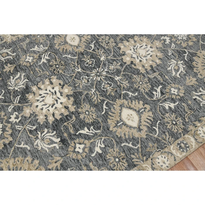 Amer Romania Newburg Gray Hand-Hooked Wool Area Rug 5'x8'