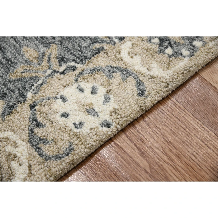 Amer Romania Newburg Gray Hand-Hooked Wool Area Rug 5'x8'
