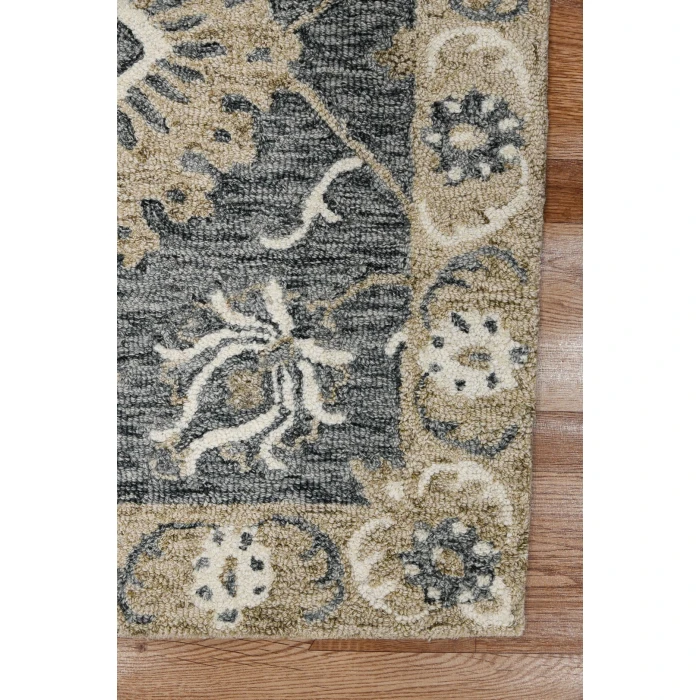 Amer Romania Newburg Gray Hand-Hooked Wool Area Rug 5'x8'