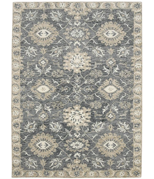 Amer Romania Newburg Gray Hand-Hooked Wool Area Rug 8'x10'