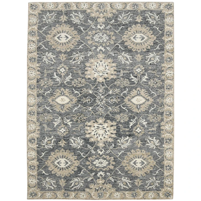 Amer Romania Newburg Gray Hand-Hooked Wool Area Rug 5'x8'