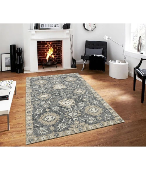 Amer Romania Newburg Gray Hand-Hooked Wool Area Rug 8'x10'