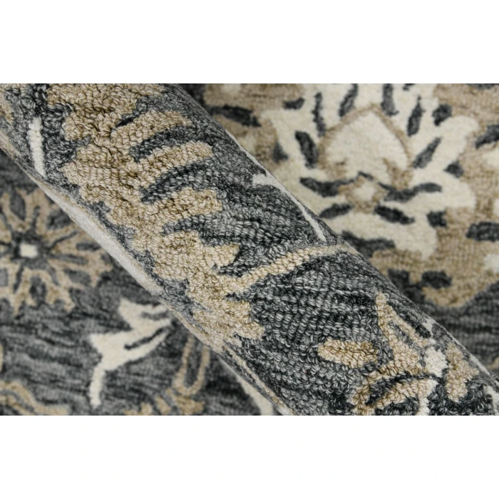 Amer Romania Newburg Gray Hand-Hooked Wool Area Rug 5'x8'