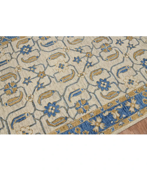 Amer Romania Pecos Blue Hand-Hooked Wool Area Rug 5'x8'