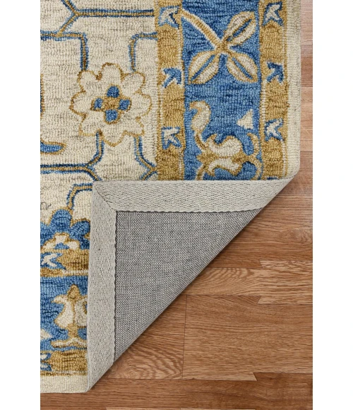 Amer Romania Pecos Blue Hand-Hooked Wool Area Rug 5'x8'