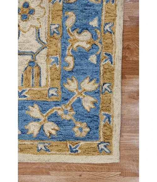 Amer Romania Pecos Blue Hand-Hooked Wool Area Rug 5'x8'