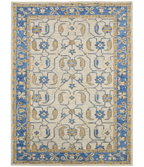 Amer Romania Pecos Blue Hand-Hooked Wool Area Rug 5'x8'