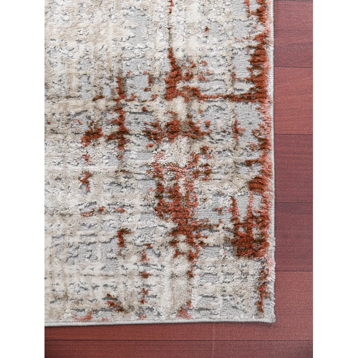 Amer Savannah Dylanne Gray/Red Polyester Blend Runner Rug 2'8"x10'