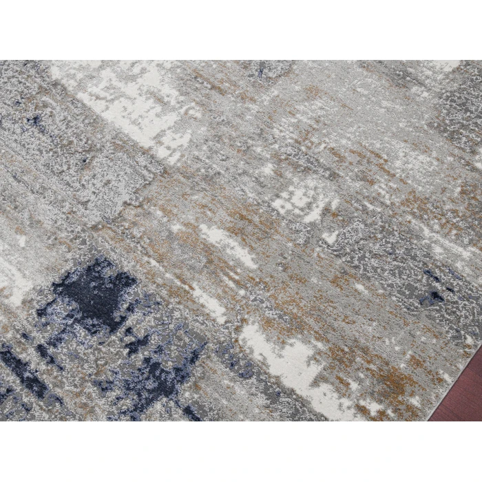 Amer Savannah Hannah Gray/Blue Polyester Blend Area Rug 5'3"x7'9"