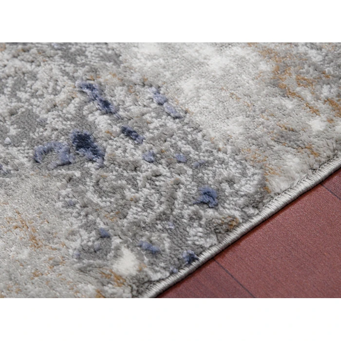 Amer Savannah Hannah Gray/Blue Polyester Blend Area Rug 5'3"x7'9"