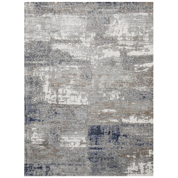 Amer Savannah Hannah Gray/Blue Polyester Blend Area Rug 5'3"x7'9"