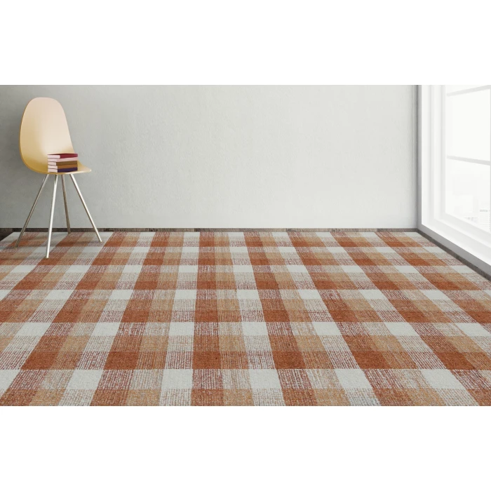 Amer Tartan Cartwell Orange Plaid Hand-Tufted Wool Area Rug 3'6"x5'6"
