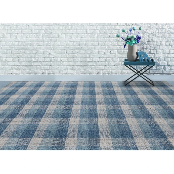 Amer Tartan Cartwell Blue Plaid Hand-Tufted Wool Area Rug 3'6"x5'6"