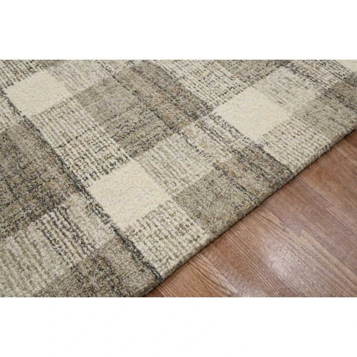 Amer Tartan Cartwell Sand Plaid Hand-Tufted Wool Area Rug 3'6"x5'6"