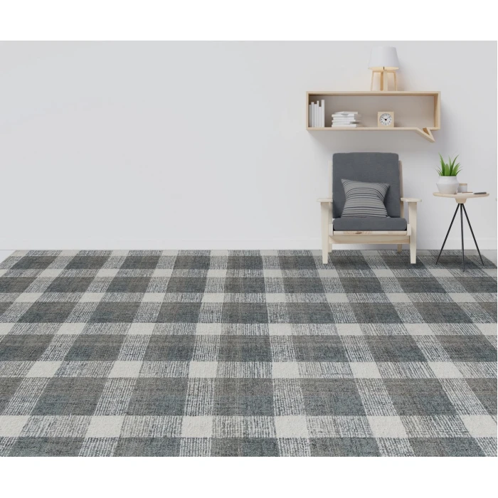 Amer Tartan Cartwell Dark Gray Plaid Hand-Tufted Wool Area Rug 2'x3'