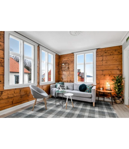 Amer Tartan Cartwell Dark Gray Plaid Hand-Tufted Wool Area Rug 3'6"x5'6"