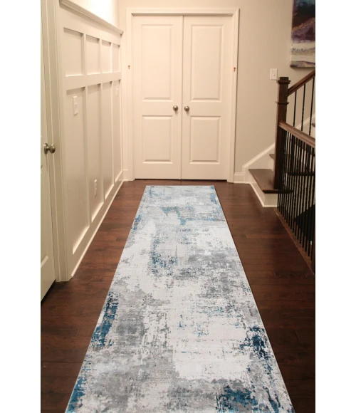 Amer Venice Dacono Gray Abstract Runner Rug 3'x9'10"