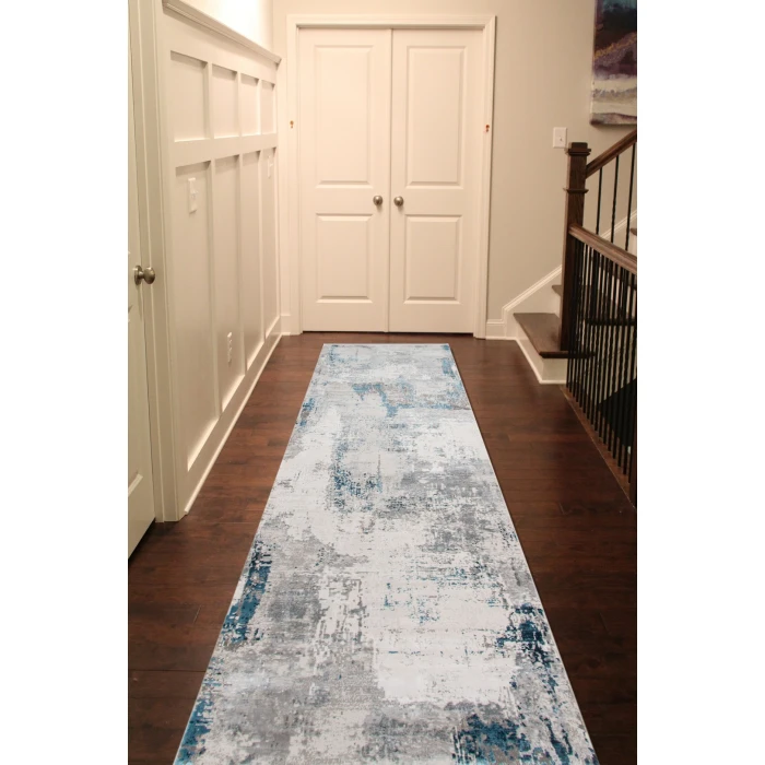Amer Venice Dacono Gray Abstract Runner Rug 3'x9'10"