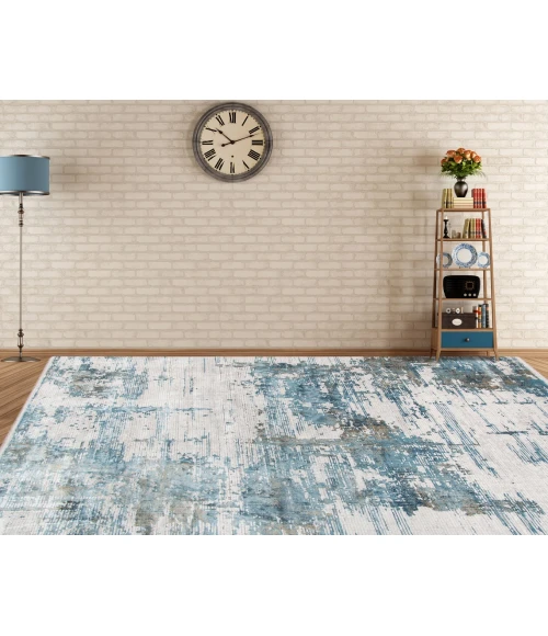 Amer Venice Hayden Ivory/Blue Abstract Area Rug 8'3"x11'6"