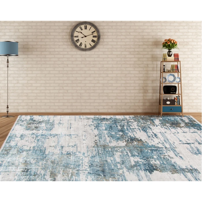 Amer Venice Hayden Ivory/Blue Abstract Area Rug 2'x3'