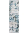 Amer Venice Hayden Ivory/Blue Abstract Runner Rug 3'x9'10"