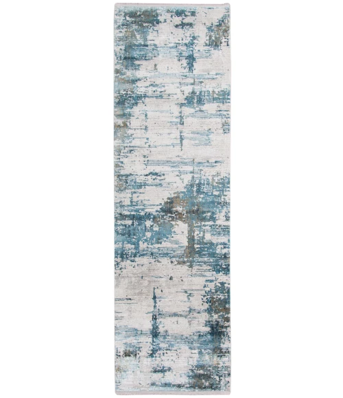 Amer Venice Hayden Ivory/Blue Abstract Runner Rug 3'x9'10"