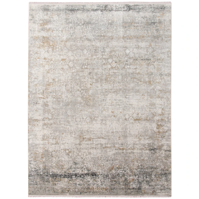 Amer Venice Frisco Gray/Gold Bordered Area Rug 4'11"x7'6"