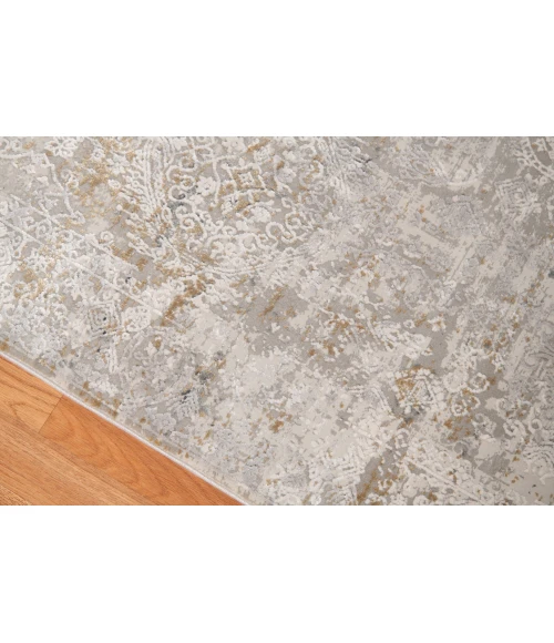 Amer Venice Frisco Gray/Gold Bordered Area Rug 4'11"x7'6"
