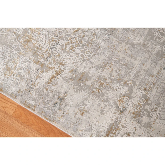 Amer Venice Frisco Gray/Gold Bordered Area Rug 4'11"x7'6"