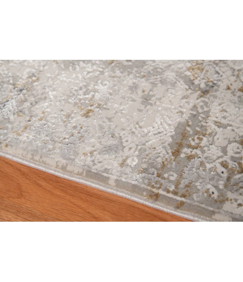 Amer Venice Frisco Gray/Gold Bordered Area Rug 4'11"x7'6"