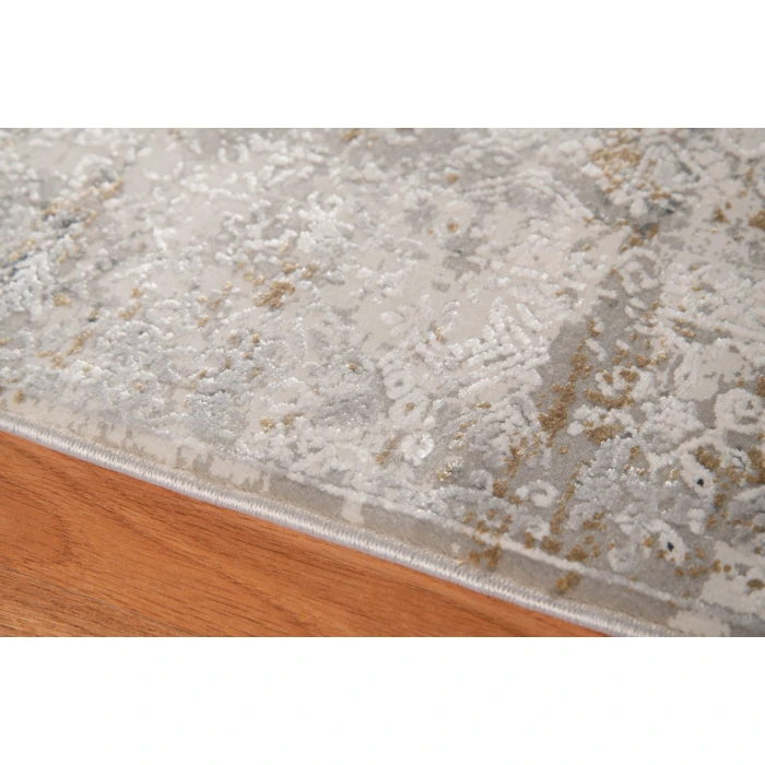 Amer Venice Frisco Gray/Gold Bordered Area Rug 4'11"x7'6"