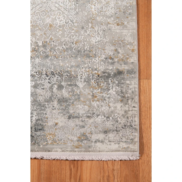 Amer Venice Frisco Gray/Gold Bordered Area Rug 4'11"x7'6"