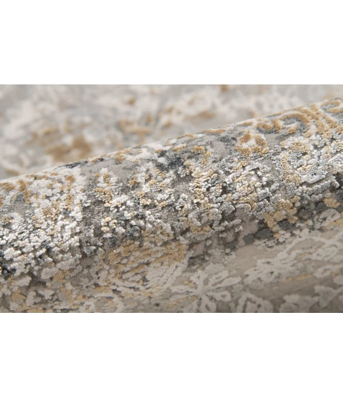 Amer Venice Frisco Gray/Gold Bordered Area Rug 4'11"x7'6"